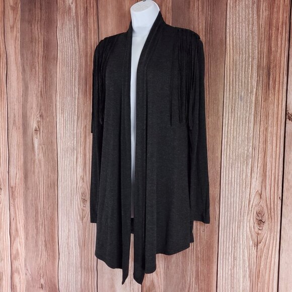 Harley Davidson Womens Size S/M Fringed Embellished Onyx Skull LS Cardigan Gray - Picture 3 of 14